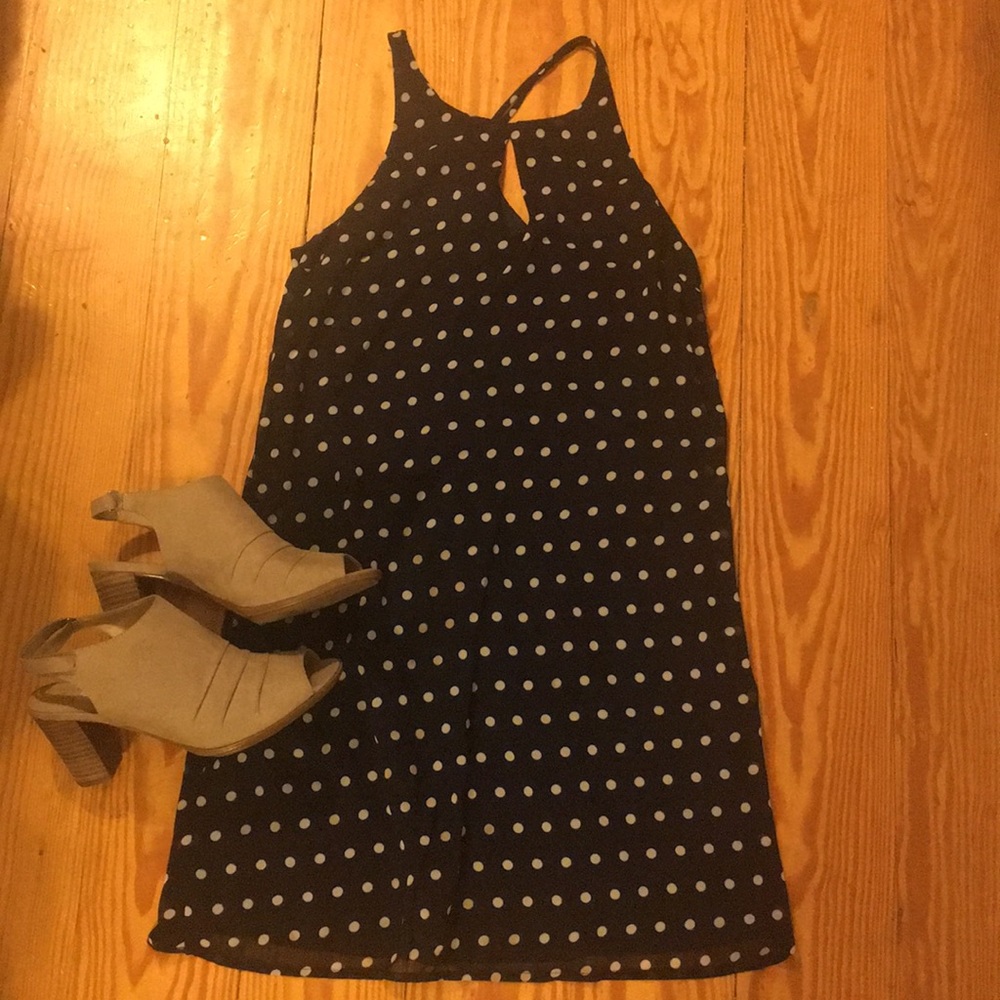 Navy Polka Dot Dress
